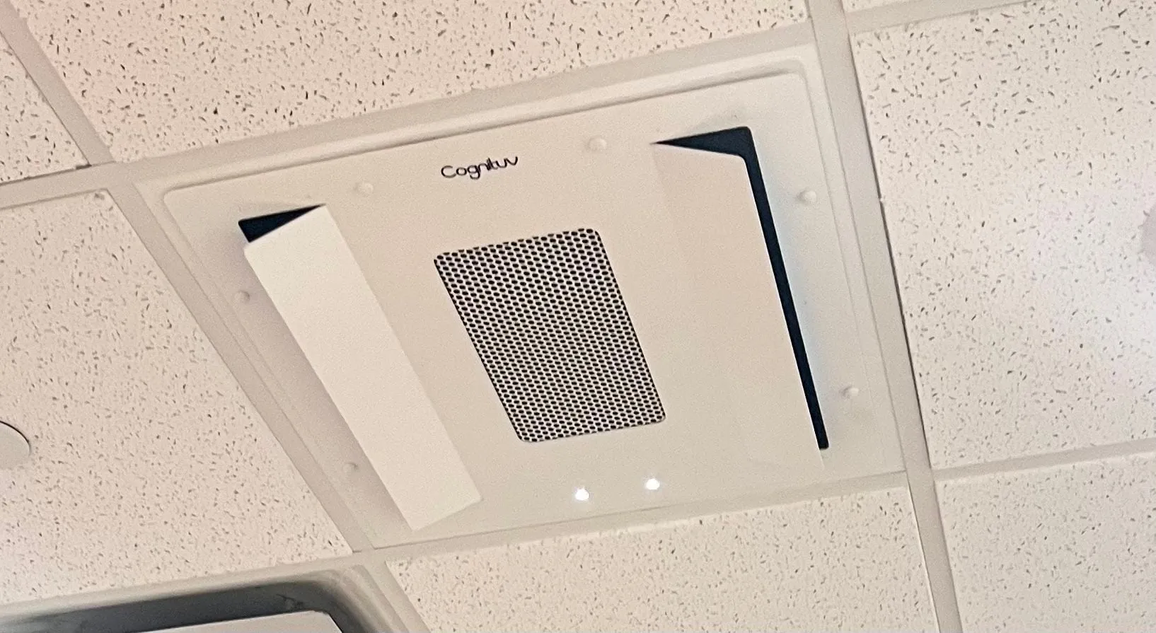 Cognituv Overwatch 2x2 air purifier installed in a drop ceiling